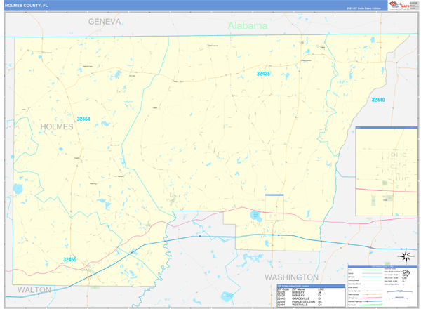 Holmes County, FL Zip Code Map
