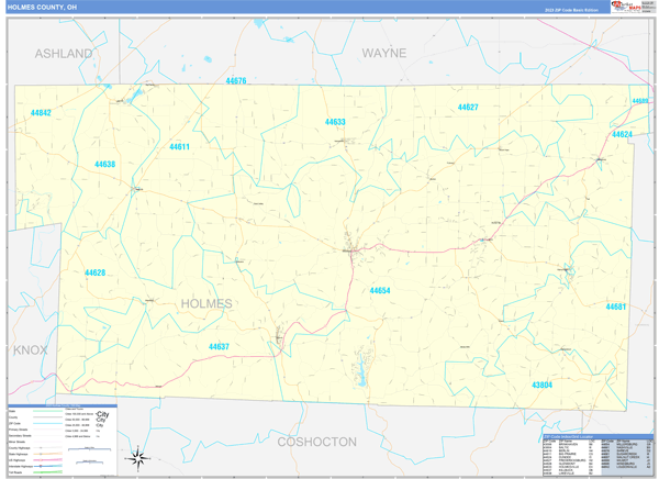 Holmes County, OH Carrier Route Wall Map