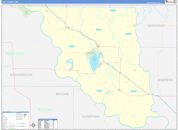 Holt County, MO Zip Code Wall Map