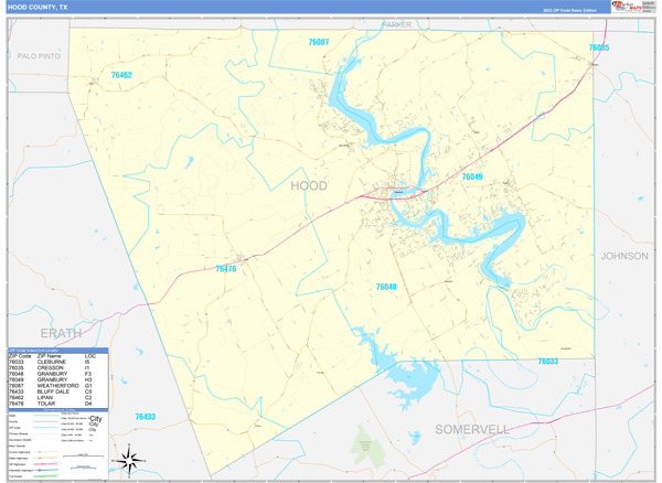 Hood County, TX Carrier Route Wall Map