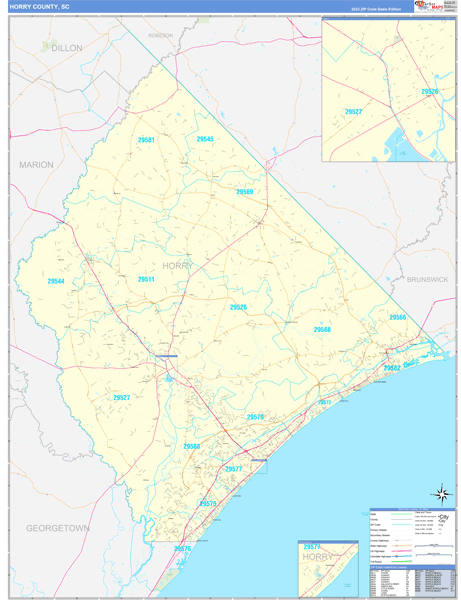 Horry County, SC Carrier Route Wall Map