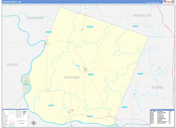 Howard County, MO Zip Code Map