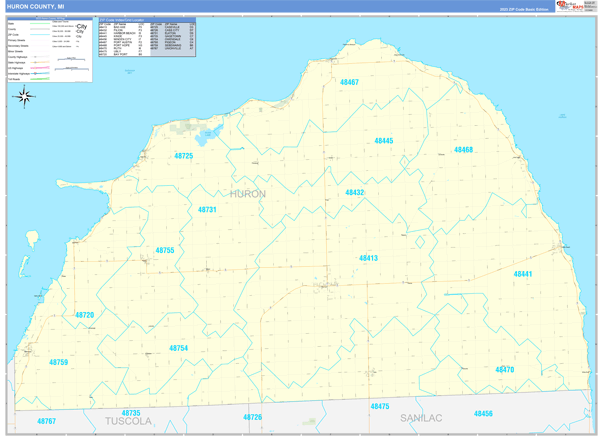 Huron County, MI Zip Code Map