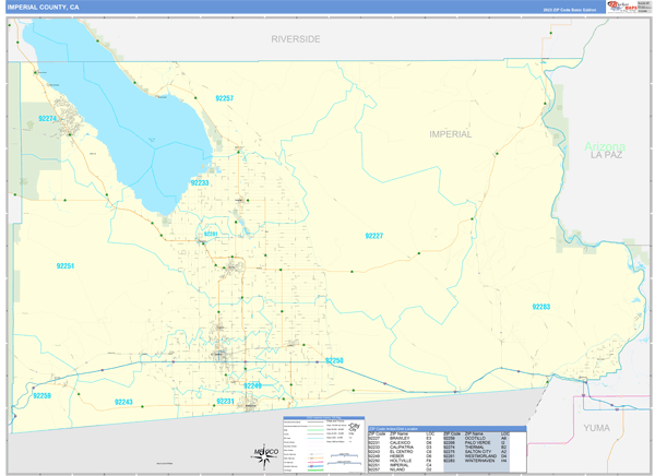 Imperial County Wall Map Basic Style