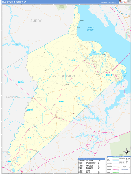 Digital Maps of Isle Of Wight County Virginia - marketmaps.com