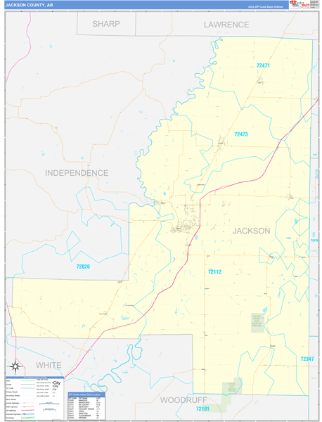 Jackson County, AR Carrier Route Wall Map