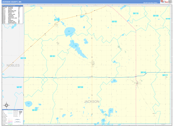 Jackson County, MN Zip Code Wall Map