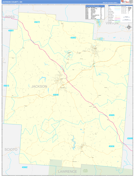 Jackson County, OH Carrier Route Wall Map