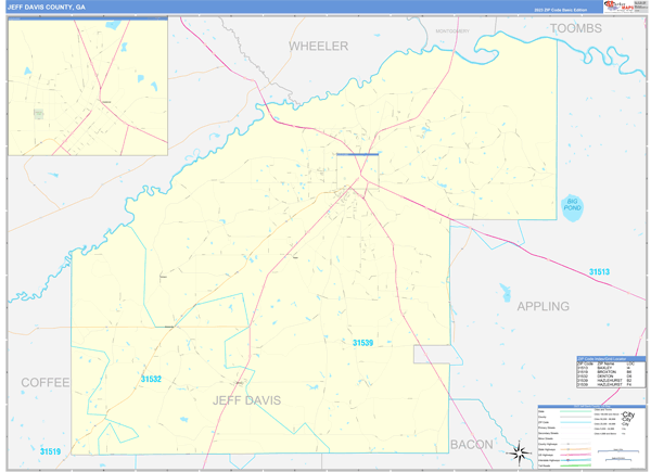 Wall Maps of Jeff Davis County Georgia - marketmaps.com