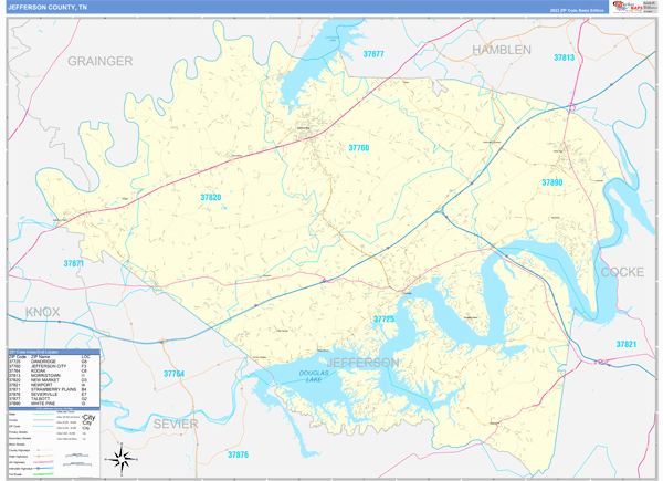 Jefferson County, TN Zip Code Map