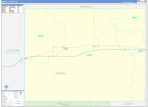 Kimball County, NE Carrier Route Wall Map