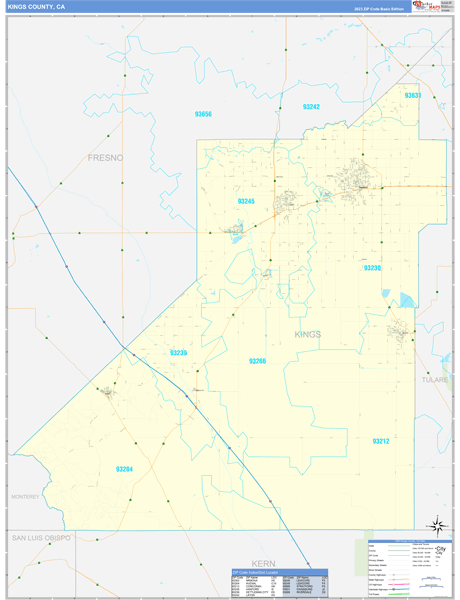 Kings County, CA Zip Code Map