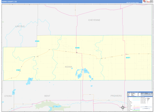 Kiowa County, CO Zip Code Map