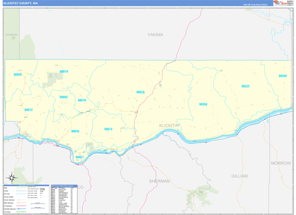 Klickitat County, WA Zip Code Map