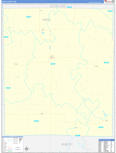 Knox County Wall Map Basic Style