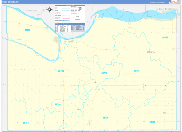 Knox County, NE Wall Map Basic Style