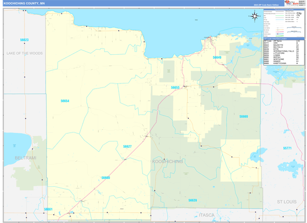 Koochiching County, MN Carrier Route Wall Map