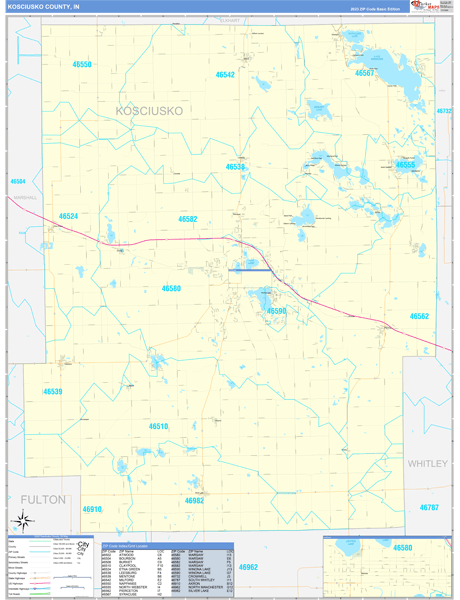 Kosciusko County, IN Map Basic Style