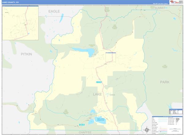 Lake County, CO Zip Code Wall Map
