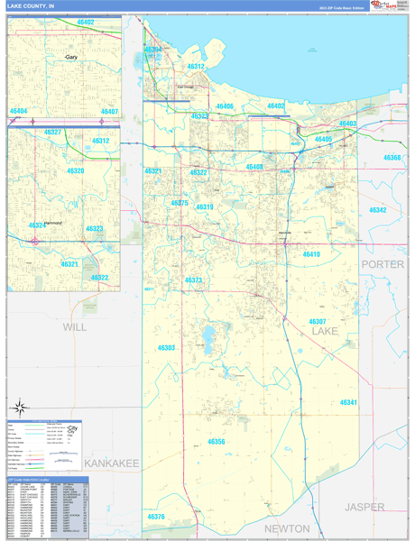 Lake County, IN Map Basic Style