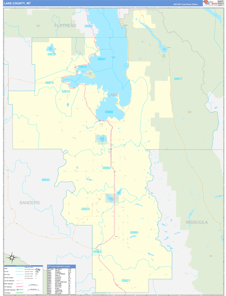 Lake County, MT Zip Code Map