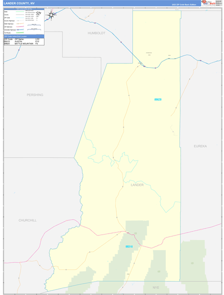 Lander County, NV Carrier Route Wall Map