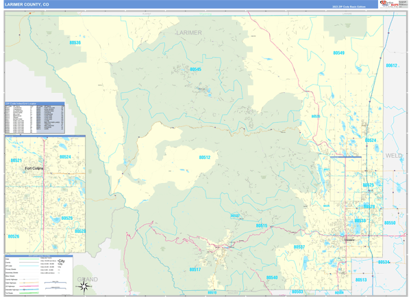 Larimer County, CO Wall Map Basic Style
