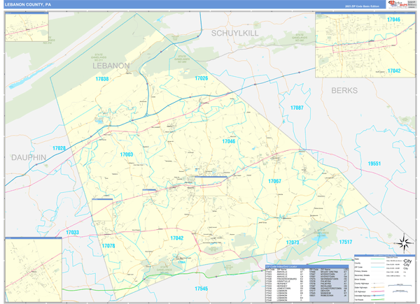 Lebanon County, PA Zip Code Map