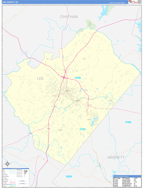 Lee County, NC Carrier Route Wall Map