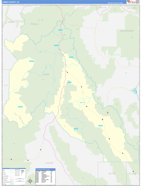 Lemhi County, ID Carrier Route Wall Map