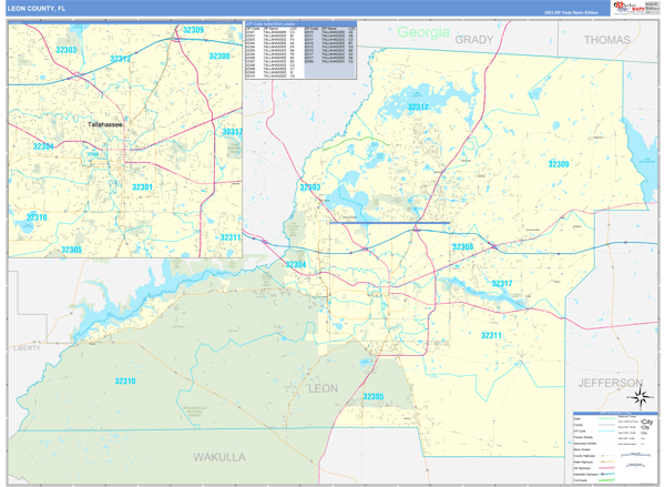 Leon County, FL Carrier Route Wall Map
