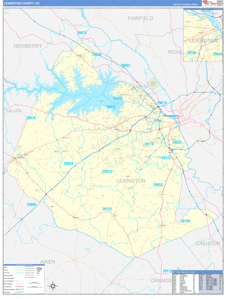 Lexington County, SC Carrier Route Wall Map
