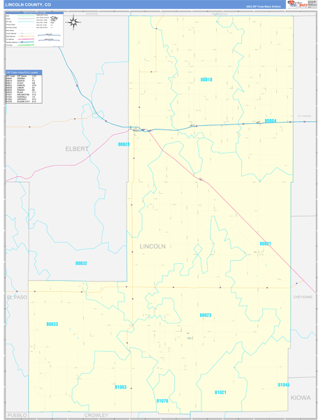 Lincoln County, CO Carrier Route Wall Map