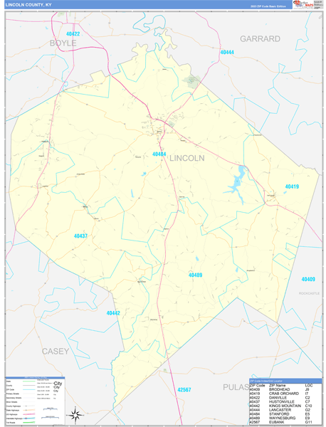 Lincoln County, KY Zip Code Map