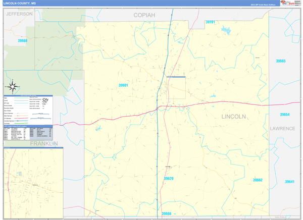 Lincoln County, MS Zip Code Map