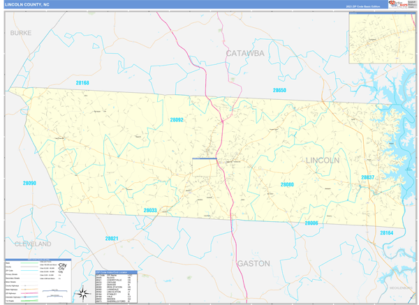 Lincoln County, NC Carrier Route Wall Map