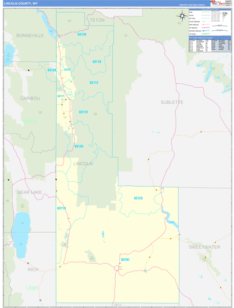 Lincoln County, WY Zip Code Map