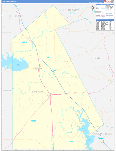 Live Oak County, TX 5 Digit Zip Code Maps - Basic