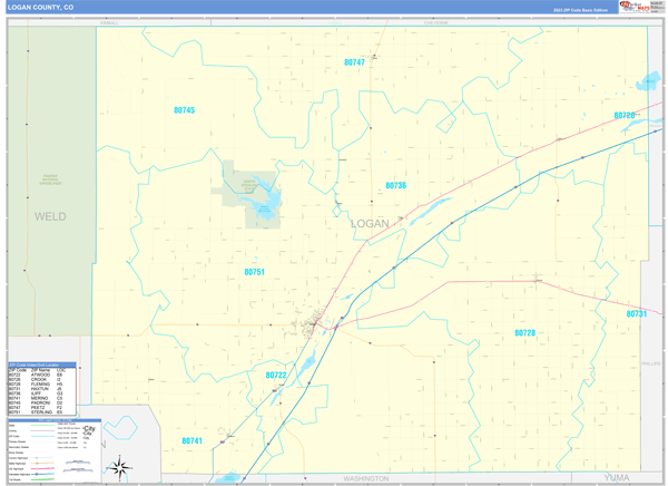 Logan County, CO Wall Map Basic Style