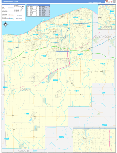 Lorain County, OH Carrier Route Wall Map