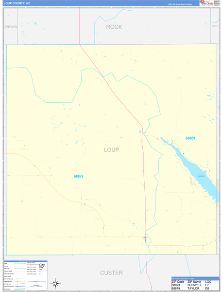 Loup County Wall Map Basic Style