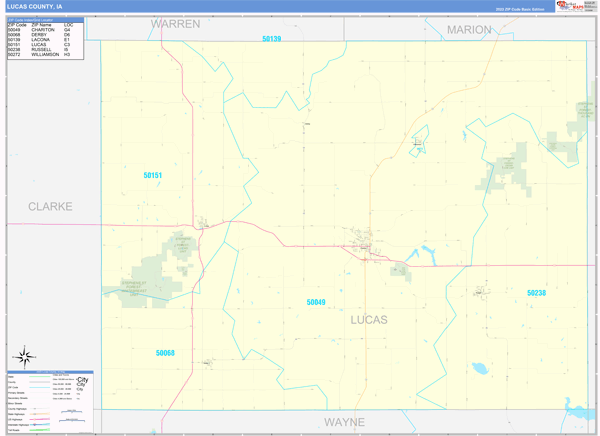 Lucas County, IA Zip Code Wall Map