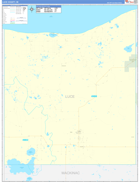Luce County, MI Zip Code Map