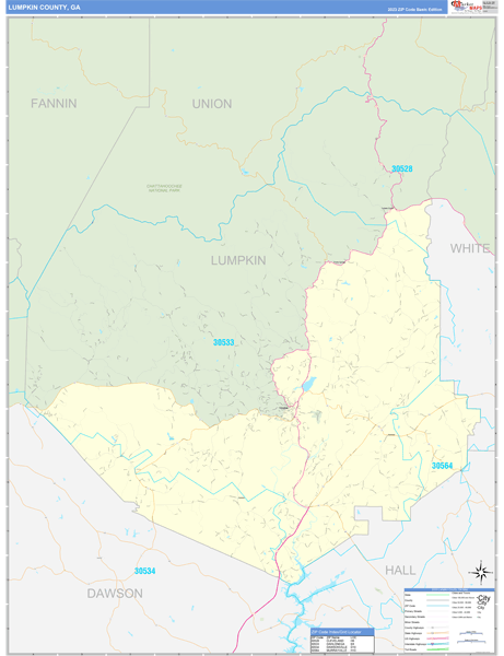 Lumpkin County, GA Zip Code Wall Map