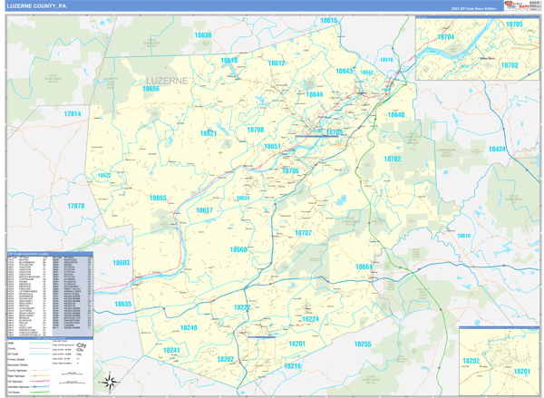Luzerne County, PA Zip Code Map