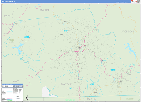 Macon County, NC Carrier Route Wall Map