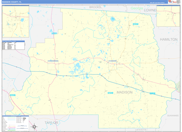 Madison County, FL Carrier Route Wall Map