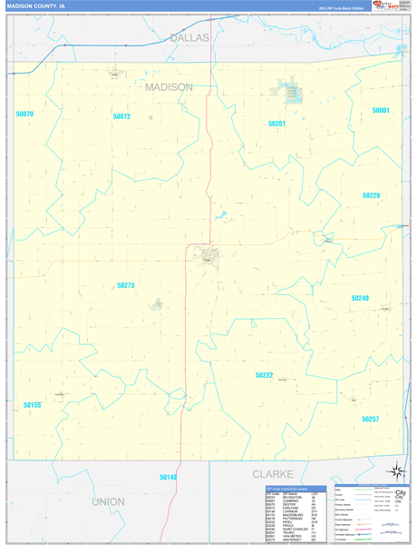 Madison County, IA Carrier Route Wall Map