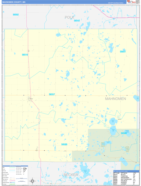 Mahnomen County, MN Zip Code Wall Map