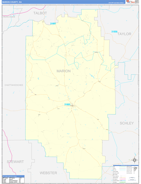 Marion County, GA Zip Code Wall Map